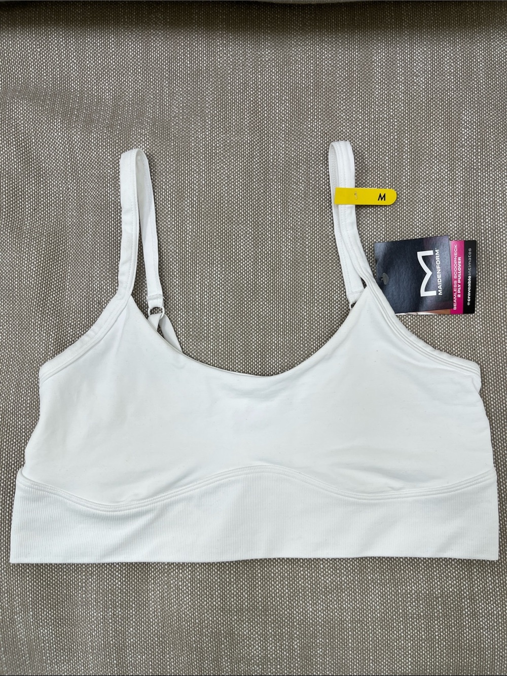 New Maidenform Medium Bralette Seamless Scoopneck 2 Ply Pullover White NWT Black